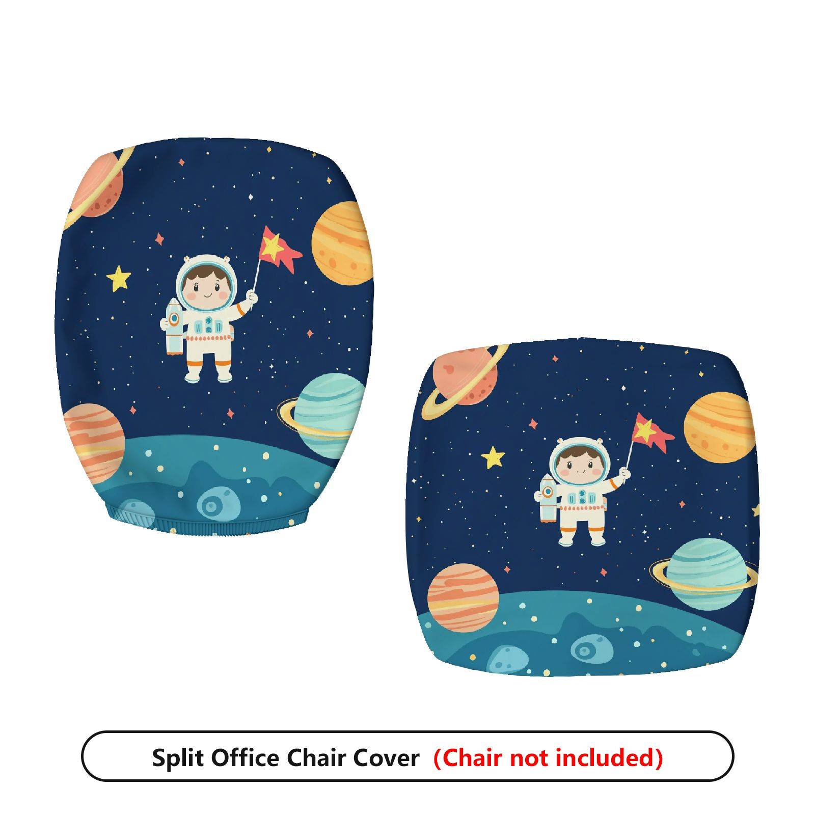 2-Piece Astronaut Space Planet Galaxy Stars  Computer Chair Cover Set, Seat and Backrest