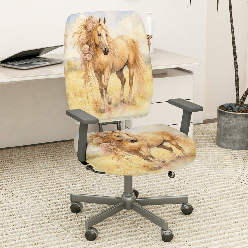 2-Piece horse flower meadow  Computer Chair Cover Set, Seat and Backrest
