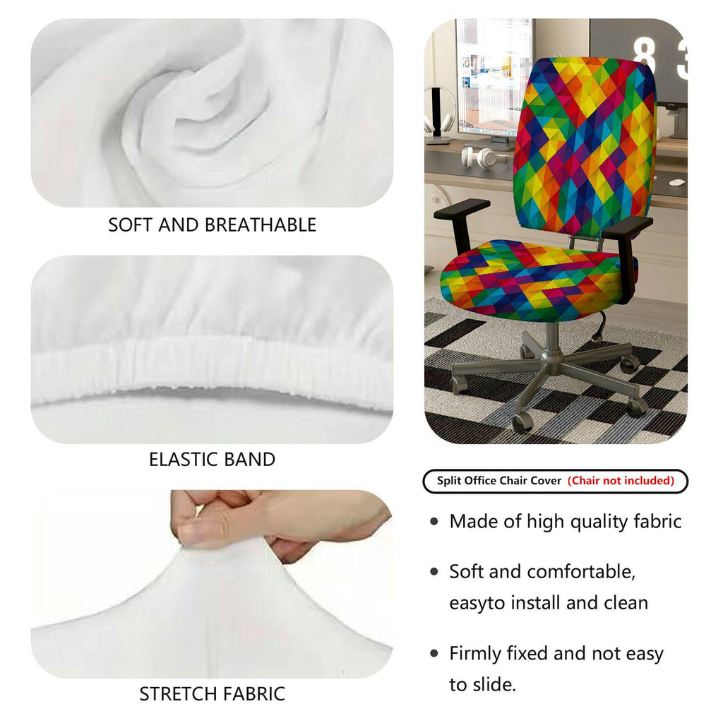 2-Piece Colorful Geometric Pattern Modern Multi-Color Decorative  Computer Chair Cover Set, Seat and Backrest