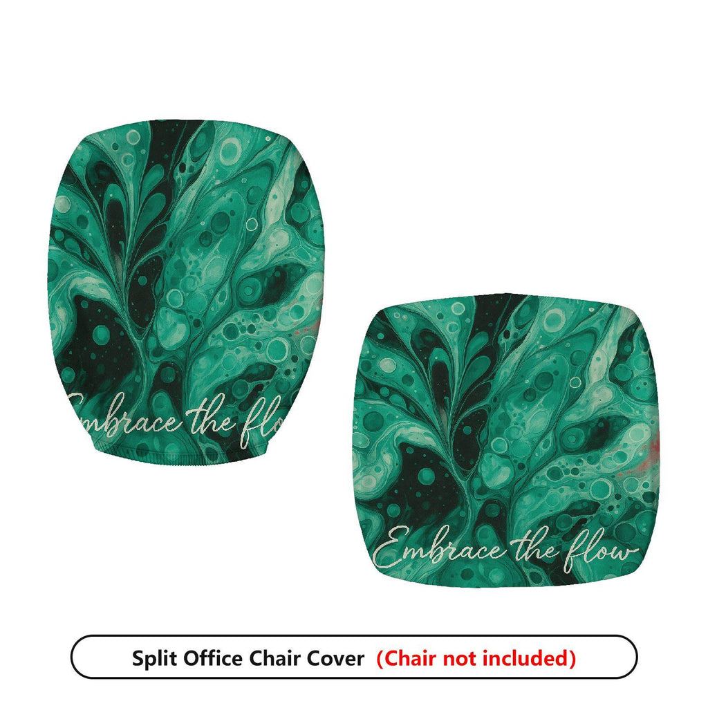 2-Piece Abstract Deep Green Artistic Inspirational Modern  Computer Chair Cover Set, Seat and Backrest