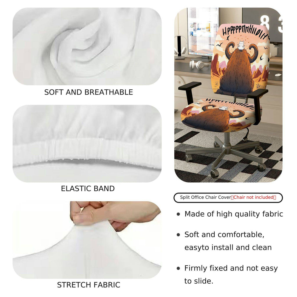 2-Piece Animal Humor  Computer Chair Cover Set, Seat and Backrest