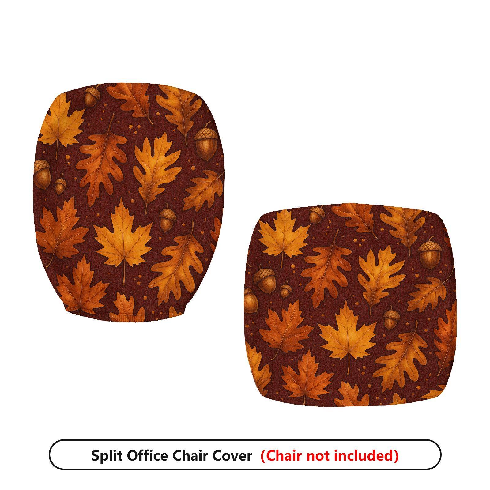 2-Piece Autumn Maple Leaf Acorn Pattern Decorative  Computer Chair Cover Set, Seat and Backrest
