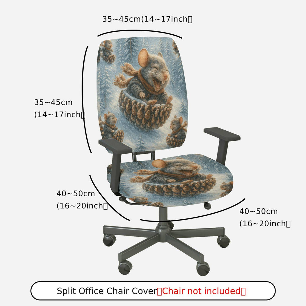 2-Piece Animal Winter Festive Decorative Cozy  Computer Chair Cover Set, Seat and Backrest