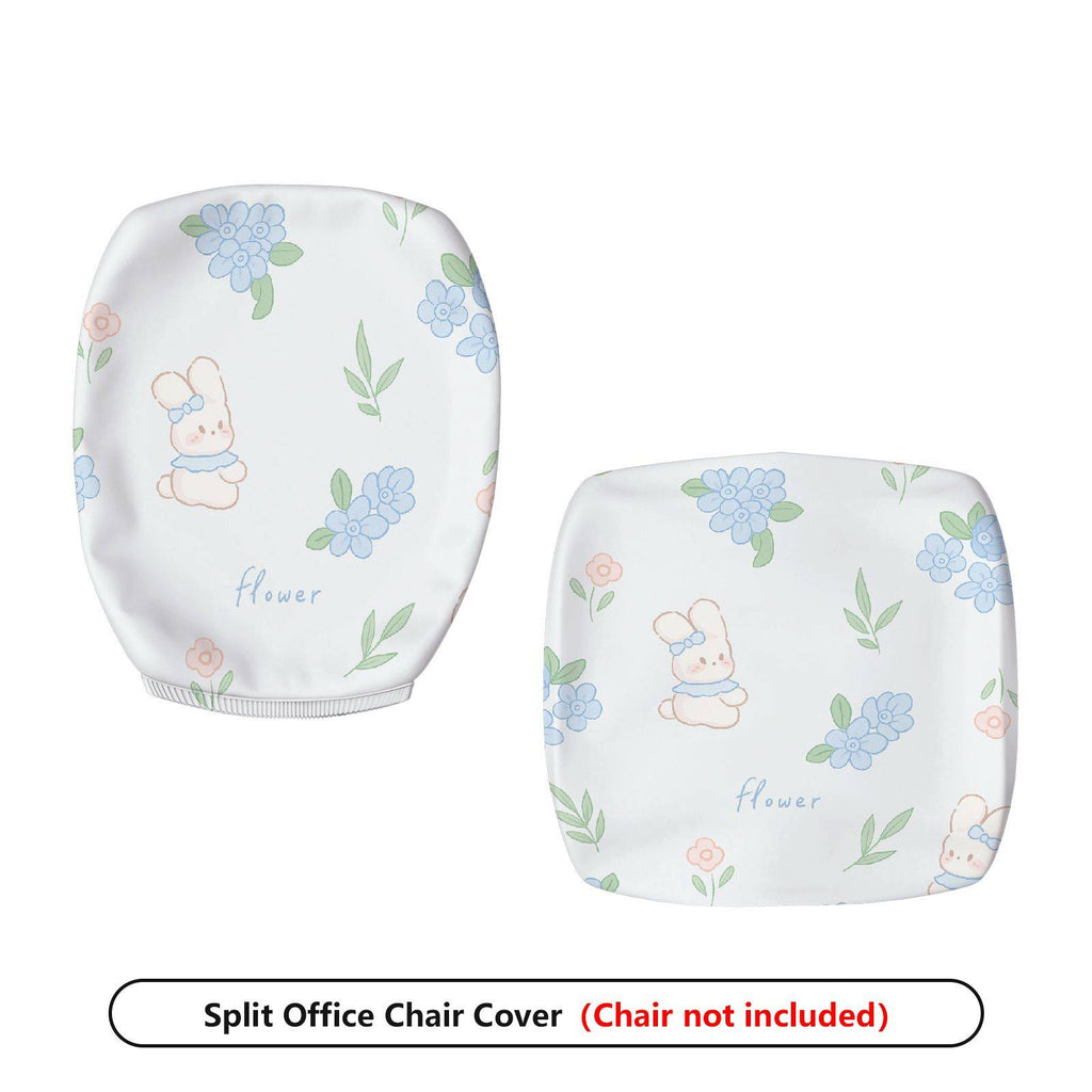 2-Piece Floral Pastel Cute Floral  Computer Chair Cover Set, Seat and Backrest