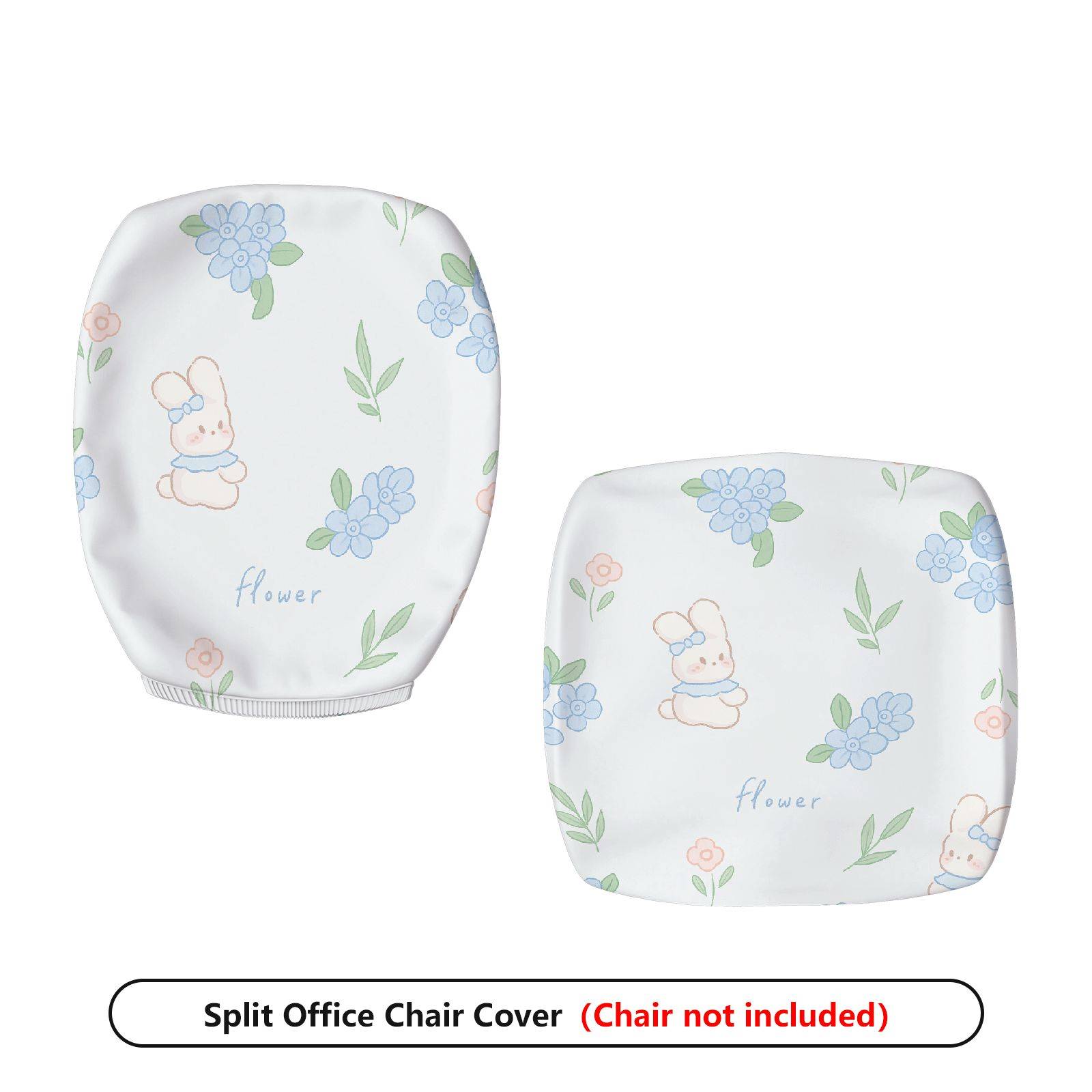 2-Piece Floral Pastel Cute Floral  Computer Chair Cover Set, Seat and Backrest