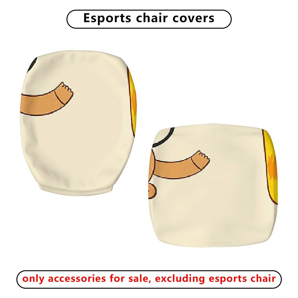 2-Piece Animal Giraffe Monkey Leaf Flower  Computer Chair Cover Set, Seat and Backrest