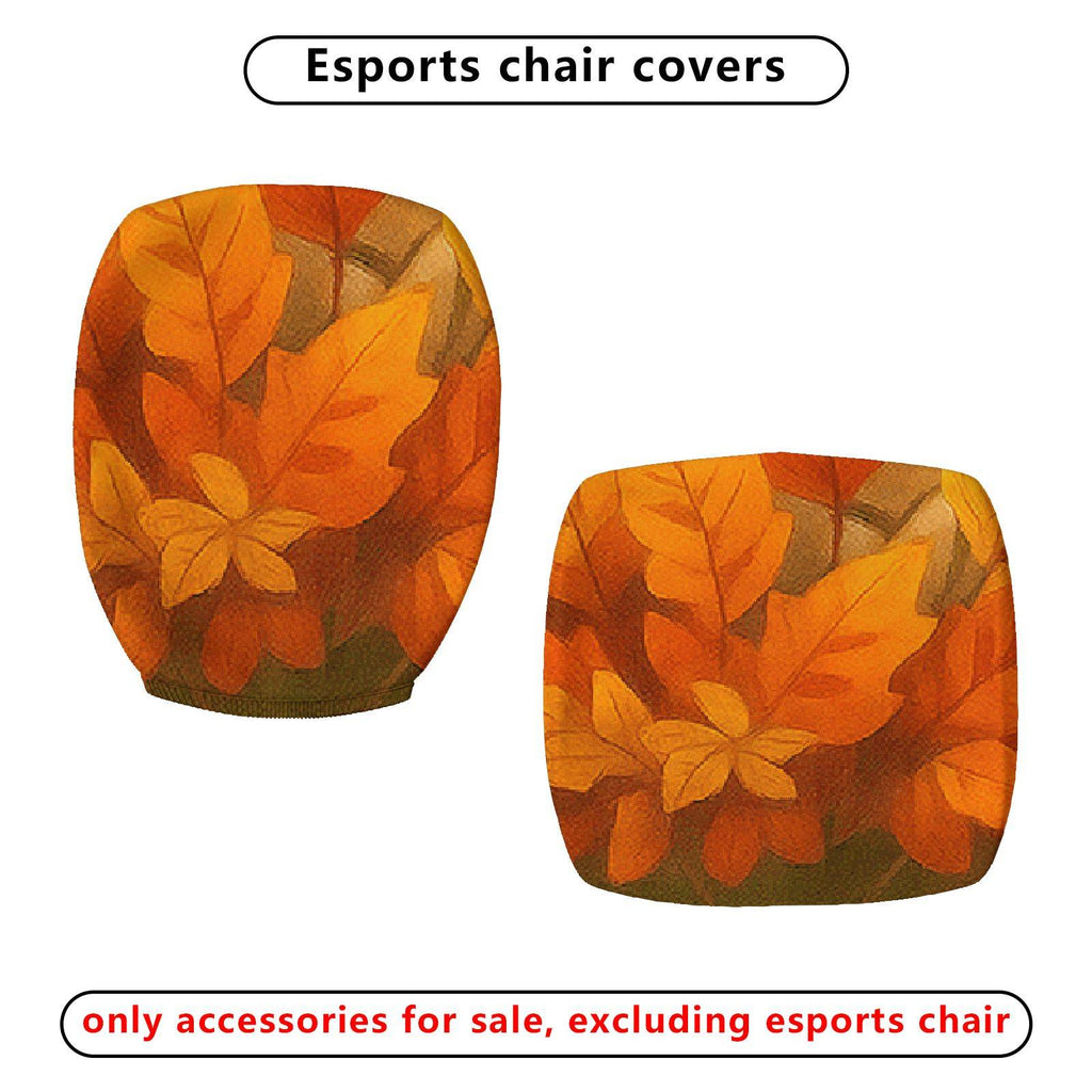 2-Piece Autumn Rabbit Leaves Forest Festival  Computer Chair Cover Set, Seat and Backrest