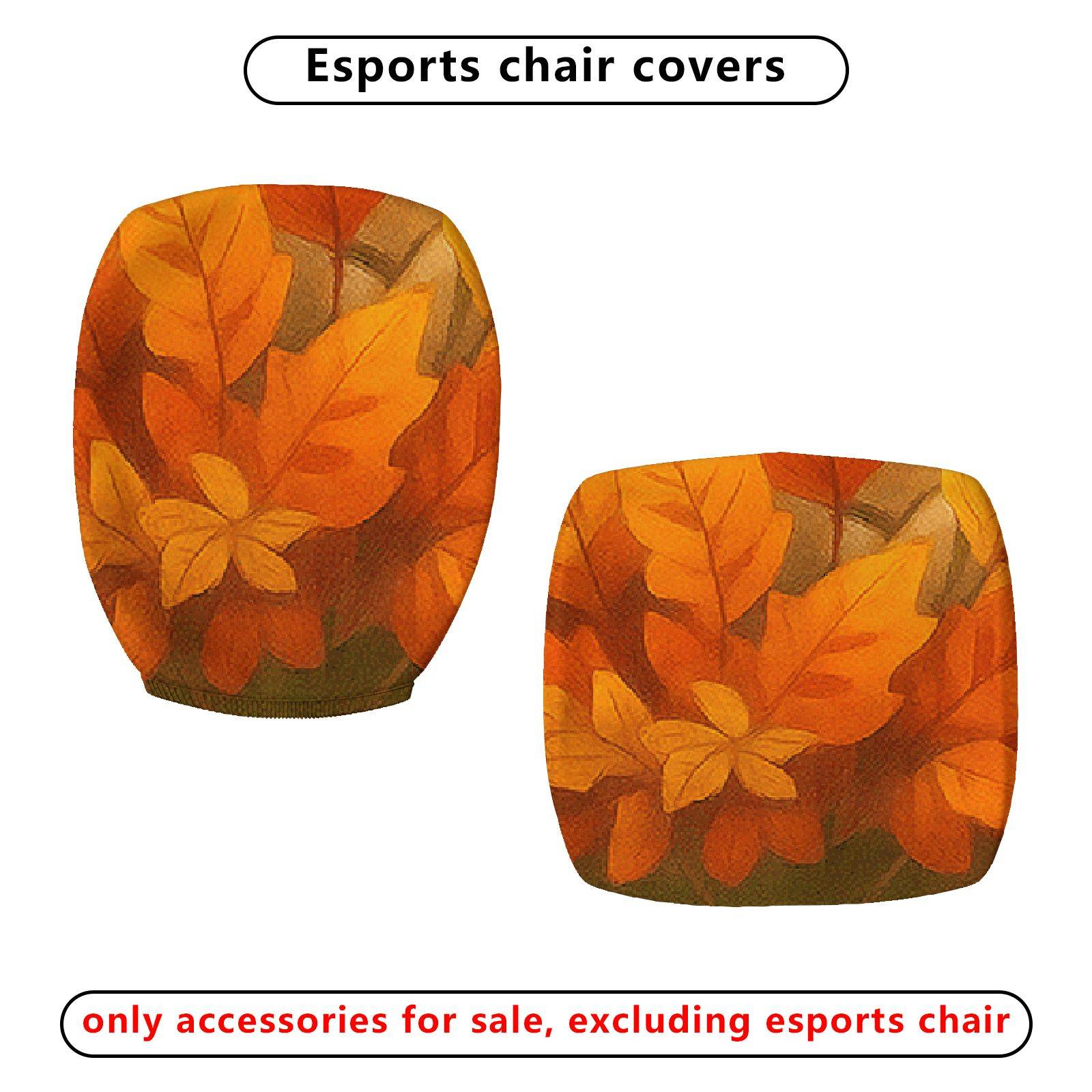 2-Piece Autumn Rabbit Leaves Forest Festival  Computer Chair Cover Set, Seat and Backrest