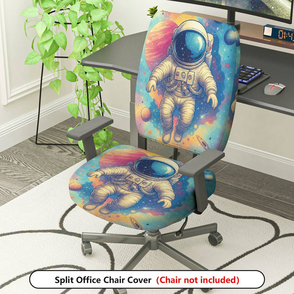 2-Piece Astronaut Space Galaxy Star Universe  Computer Chair Cover Set, Seat and Backrest