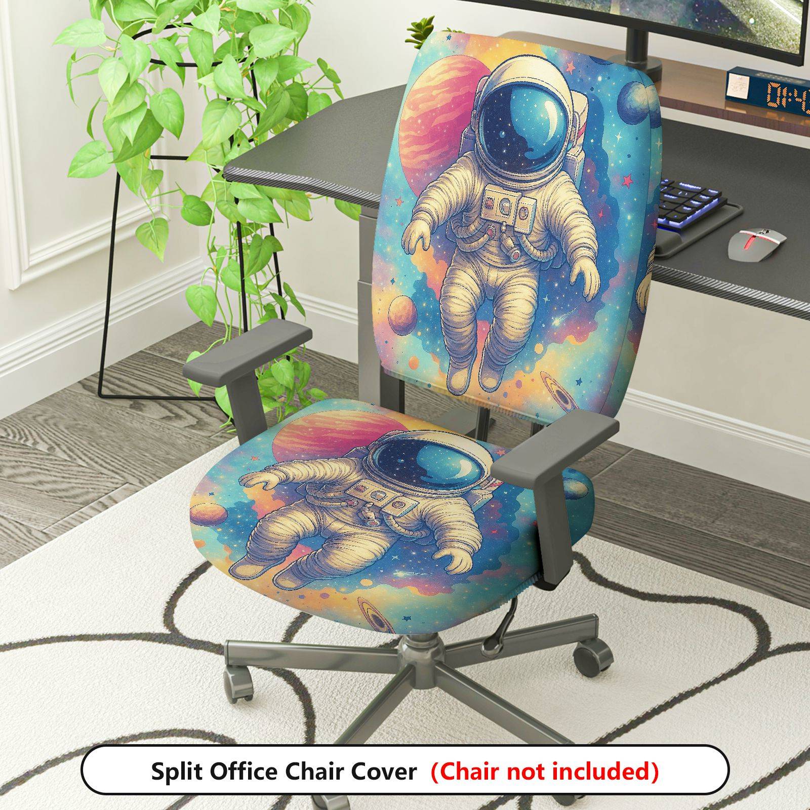 2-Piece Astronaut Space Galaxy Star Universe  Computer Chair Cover Set, Seat and Backrest