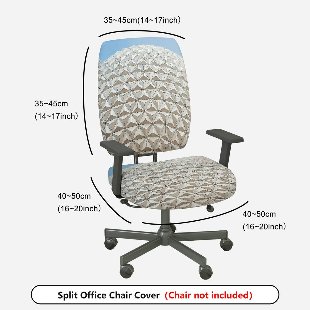 2-Piece Geometric Pattern Gray Design Decorative  Computer Chair Cover Set, Seat and Backrest