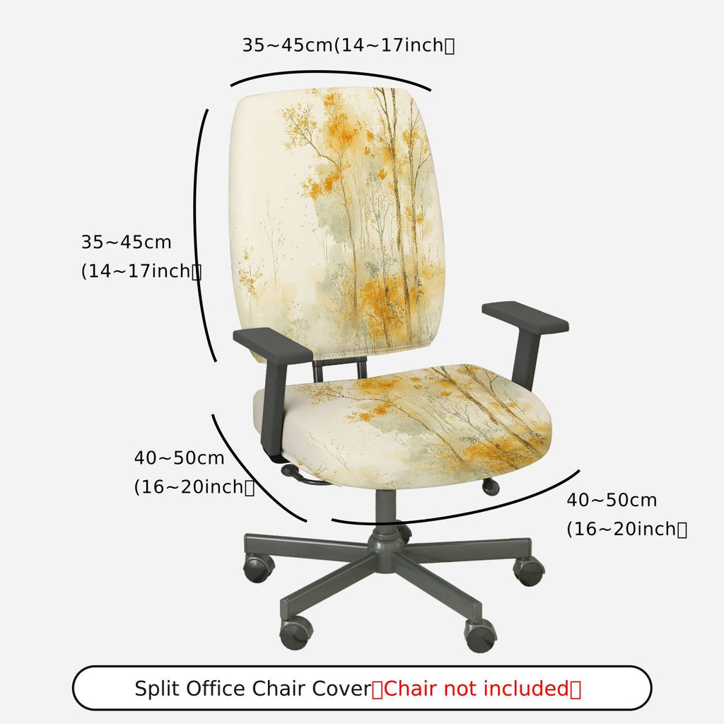 2-Piece Autumn Scenic Forest Tree Artistic  Computer Chair Cover Set, Seat and Backrest