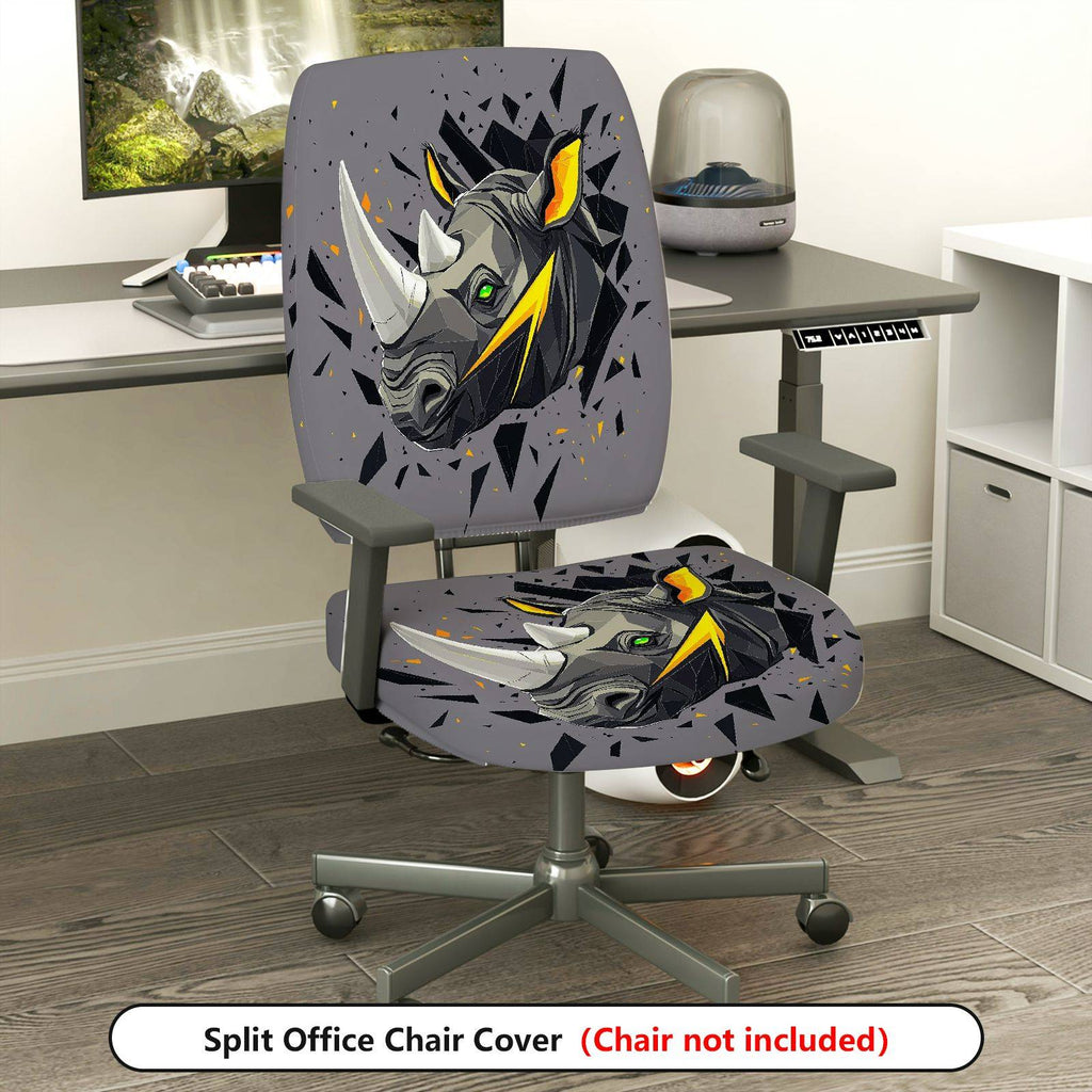 2-Piece Geometric Rhino Gray Artistic Stylish  Computer Chair Cover Set, Seat and Backrest