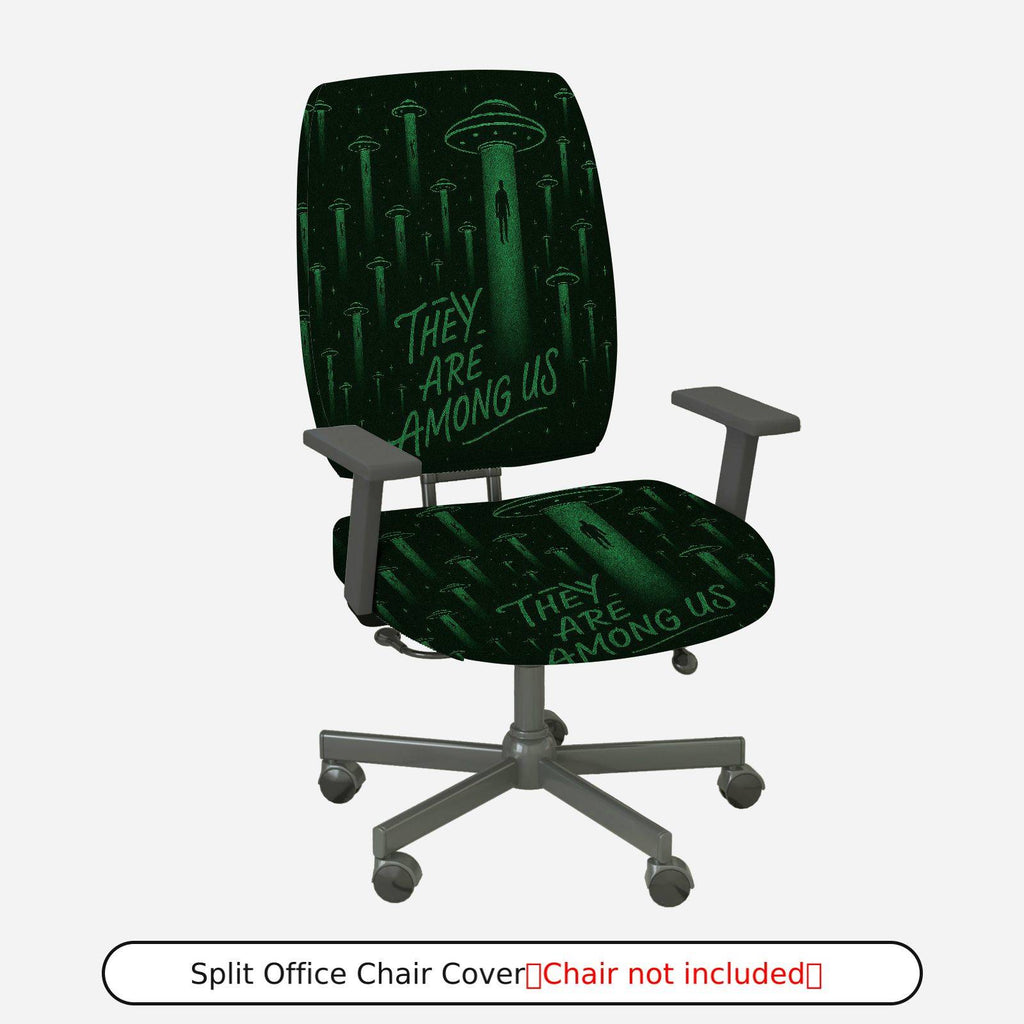 2-Piece Alien Sci-Fi Space Fantasy Halloween  Computer Chair Cover Set, Seat and Backrest