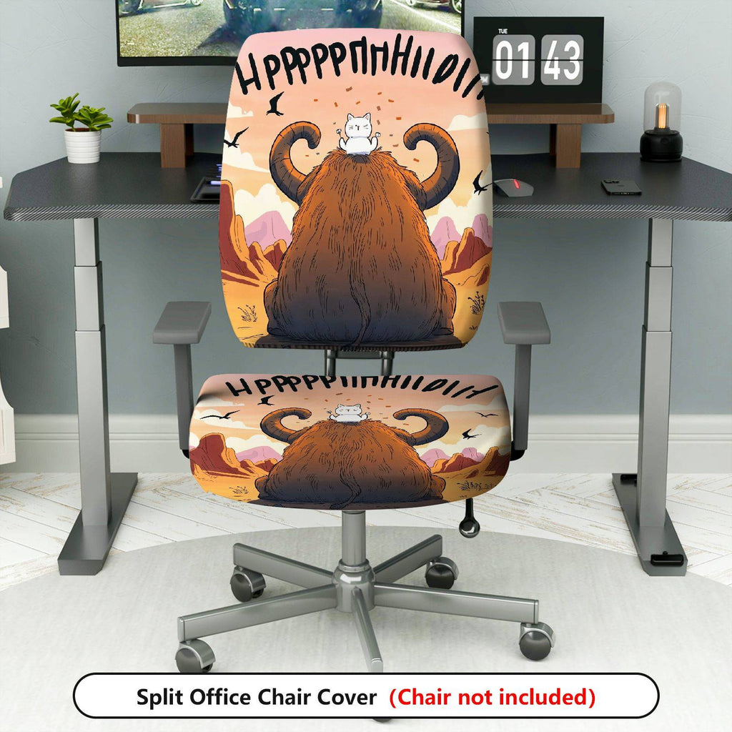 2-Piece Animal Humor  Computer Chair Cover Set, Seat and Backrest