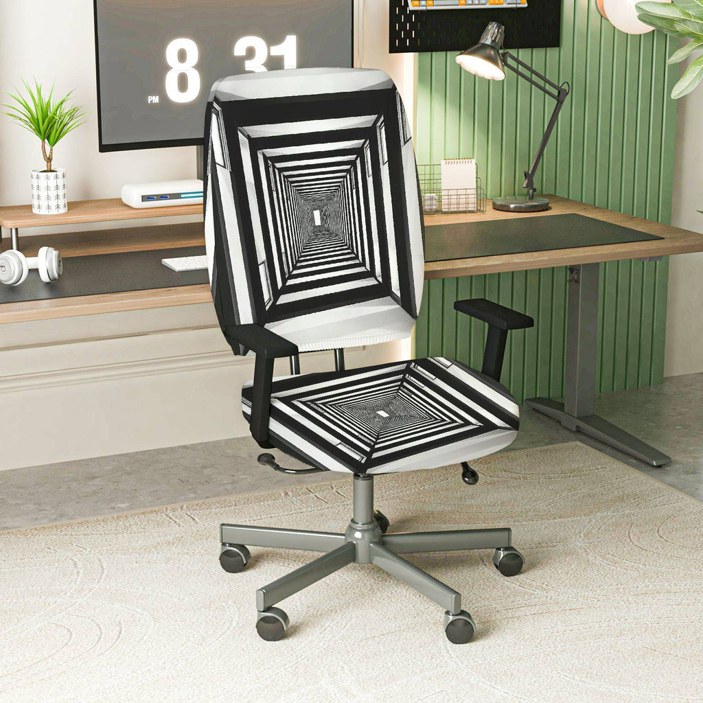2-Piece Optical Illusion Geometric Modern Art Creative Home Decor  Computer Chair Cover Set, Seat and Backrest