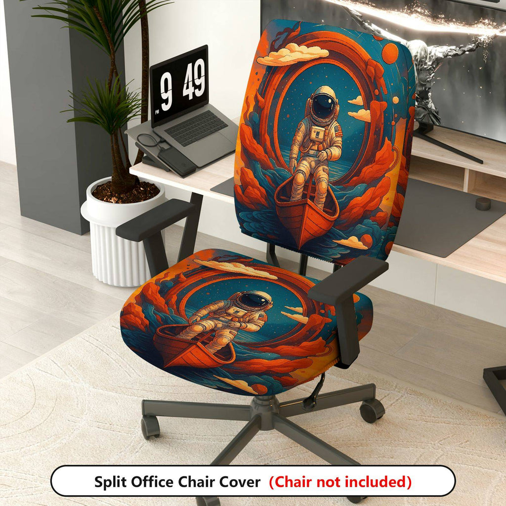 2-Piece Astronaut Space Adventure Ocean Boat Galaxy  Computer Chair Cover Set, Seat and Backrest