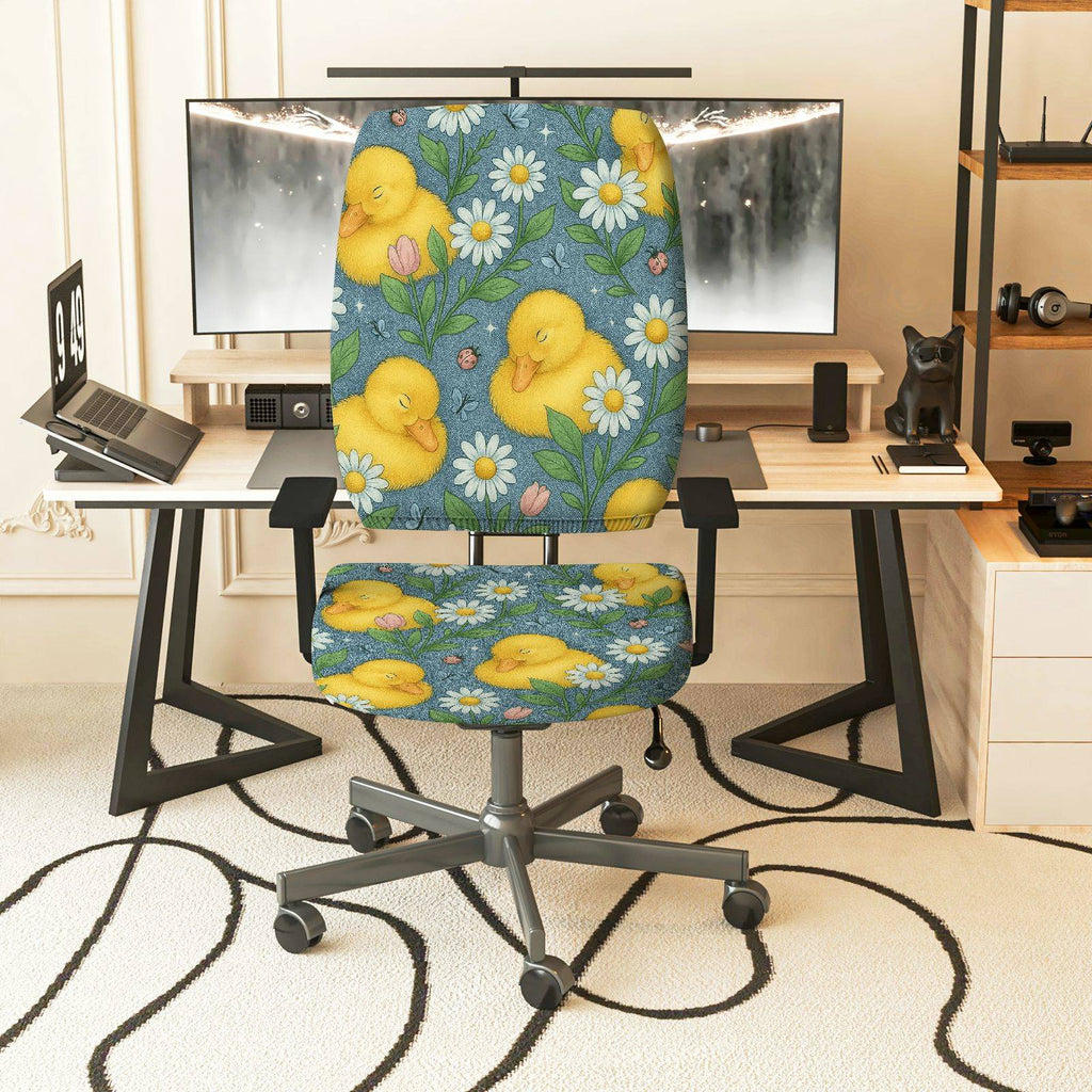 2-Piece Animal Floral Pattern  Computer Chair Cover Set, Seat and Backrest