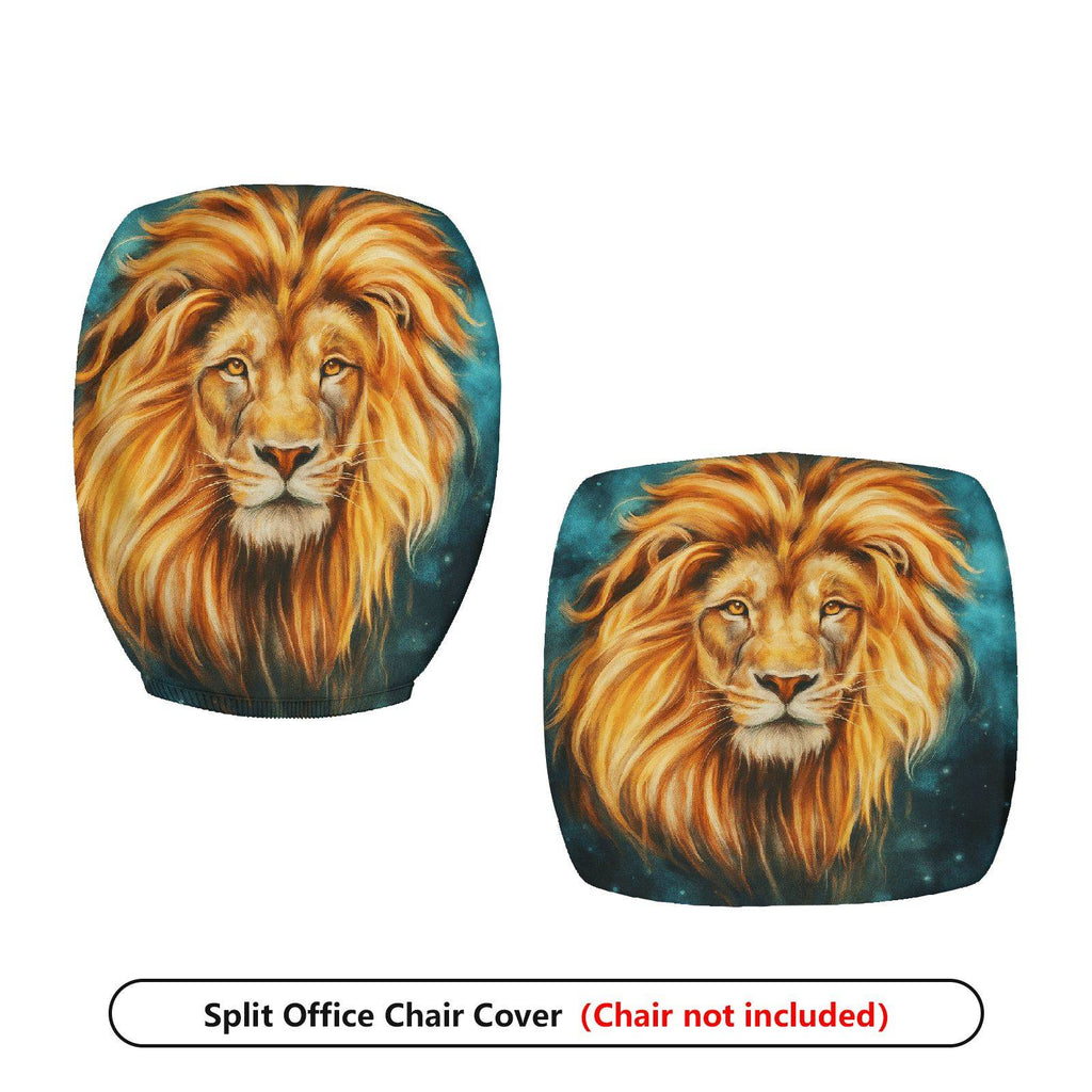 2-Piece Lion Animal Art Decorative Style Vibrant  Computer Chair Cover Set, Seat and Backrest