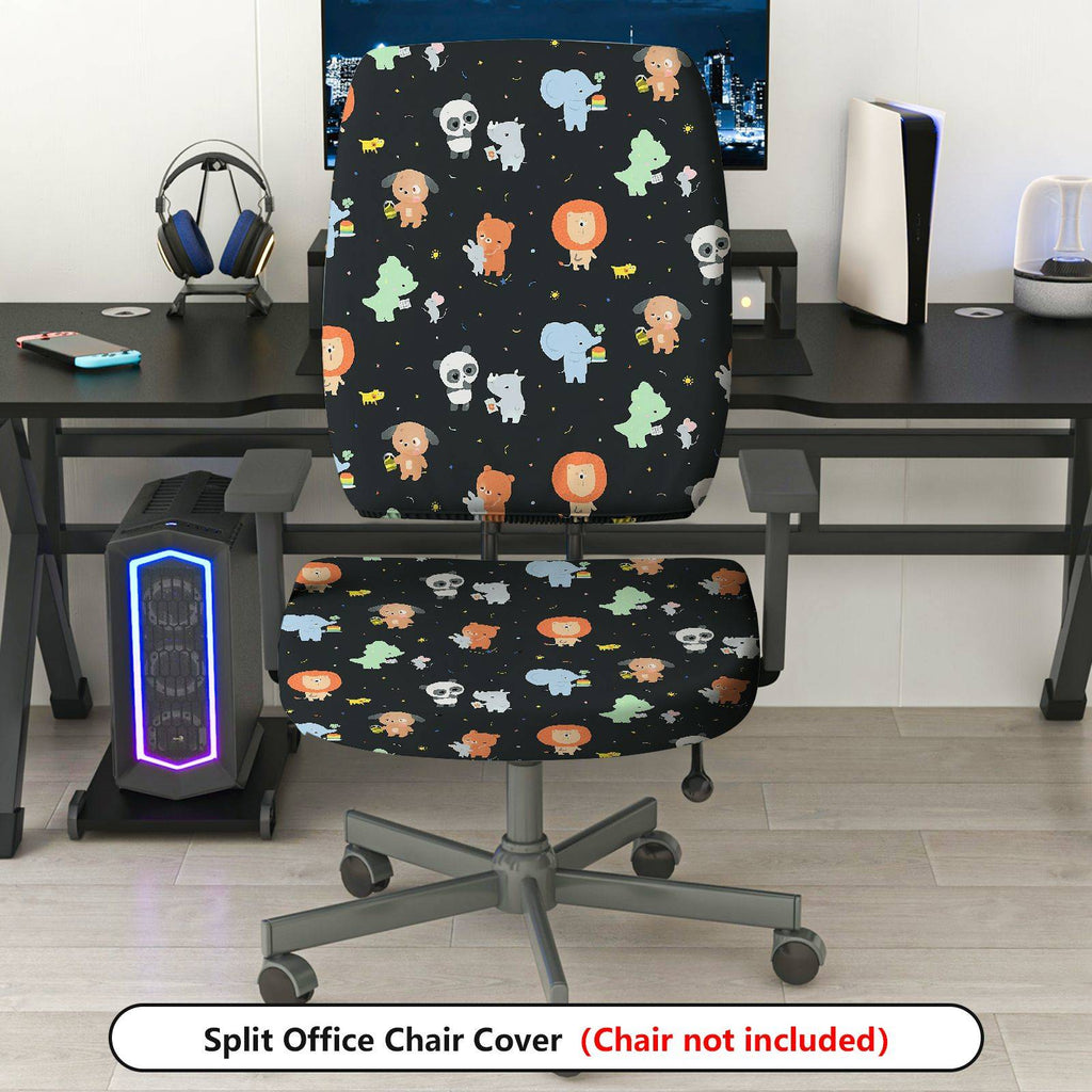2-Piece Animal Cute  Computer Chair Cover Set, Seat and Backrest