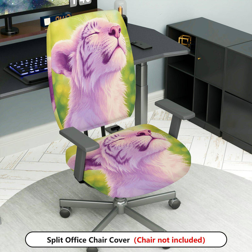 2-Piece Animal Tiger Pattern Scenic Colorful Relaxed  Computer Chair Cover Set, Seat and Backrest