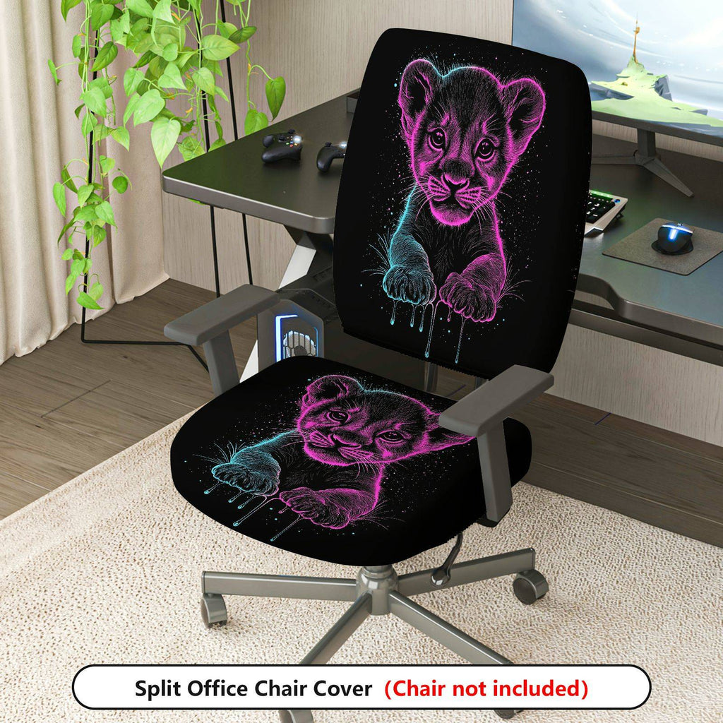 2-Piece animal paw print galaxy style  Computer Chair Cover Set, Seat and Backrest