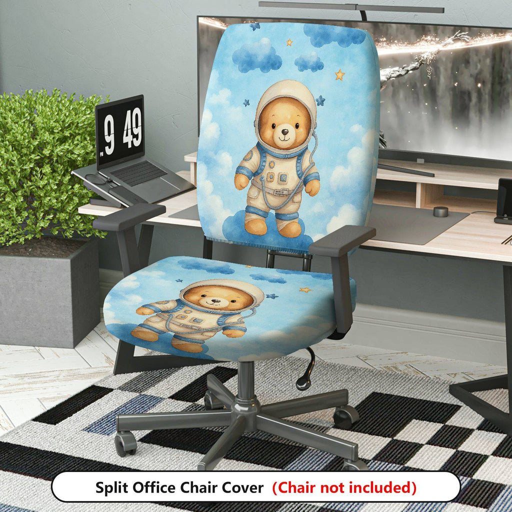 2-Piece Astronaut Bear Cloud Star Sky  Computer Chair Cover Set, Seat and Backrest