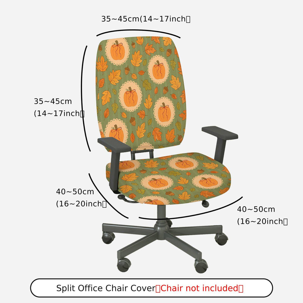 2-Piece Autumn Pumpkin Leaf Pattern Thanksgiving  Computer Chair Cover Set, Seat and Backrest