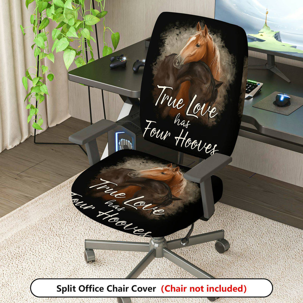 2-Piece Animal Horse Love Nature Decor  Computer Chair Cover Set, Seat and Backrest