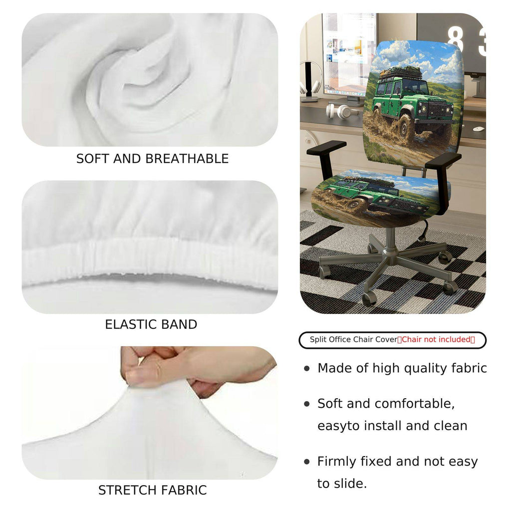 2-Piece Adventure Off-road Vehicle Landscape Travel Nature  Computer Chair Cover Set, Seat and Backrest