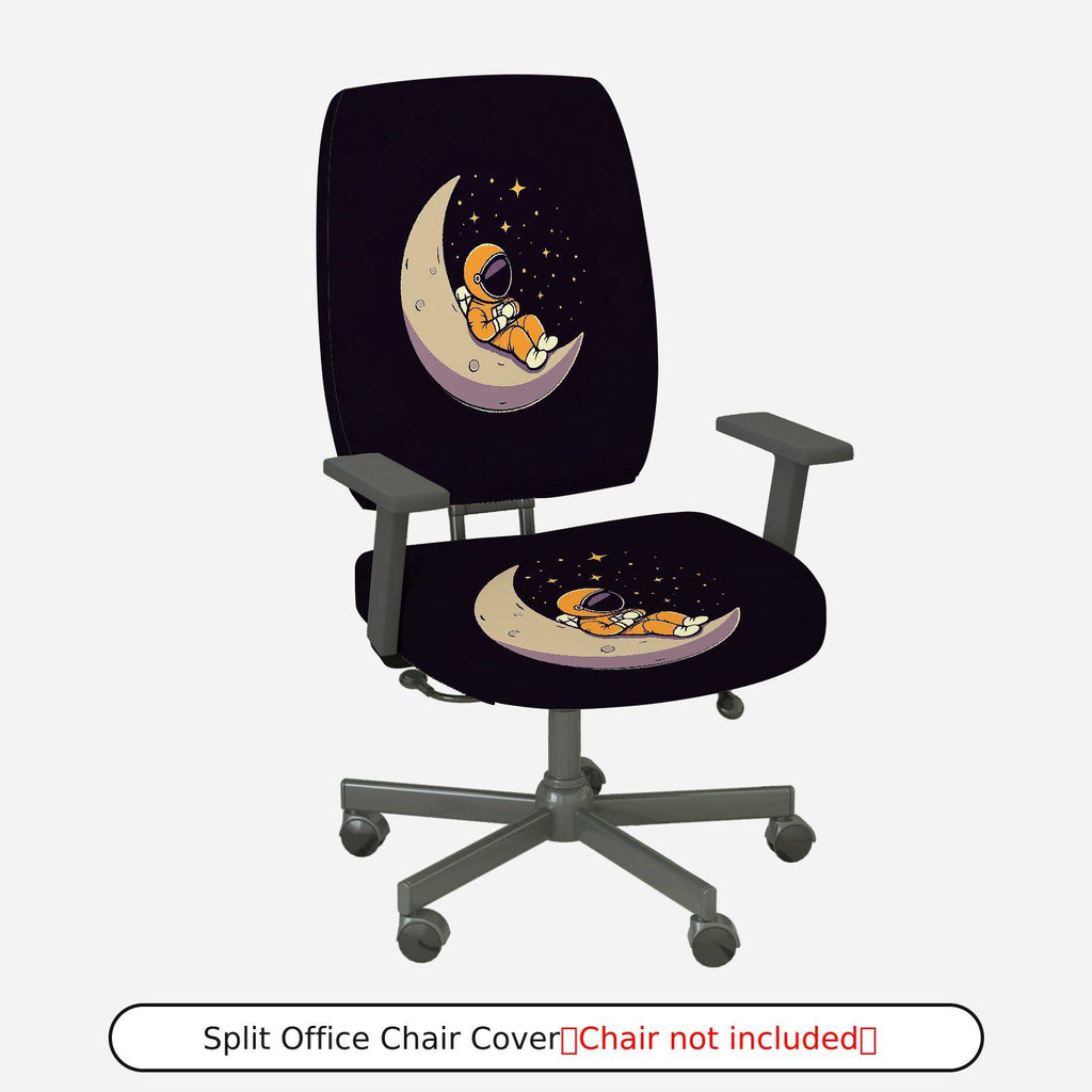 2-Piece Astronaut Moon Starry Night Space Universe  Computer Chair Cover Set, Seat and Backrest