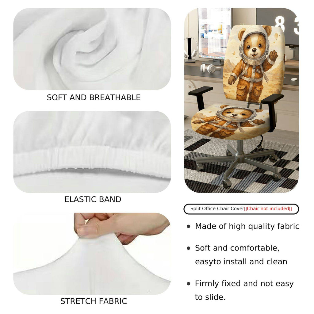 2-Piece astronaut bear adventure space novelty  Computer Chair Cover Set, Seat and Backrest