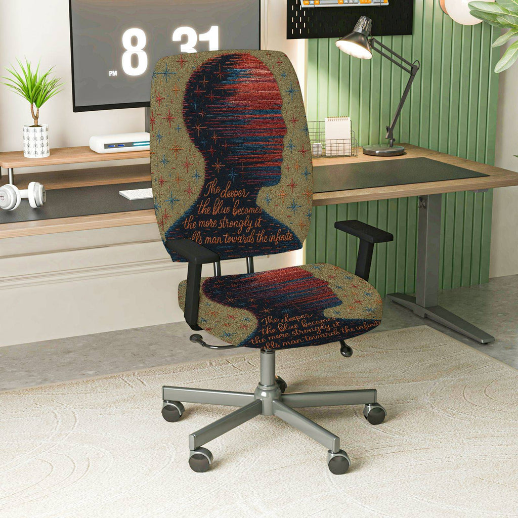 2-Piece Artistic Abstract Inspirational Pattern  Computer Chair Cover Set, Seat and Backrest