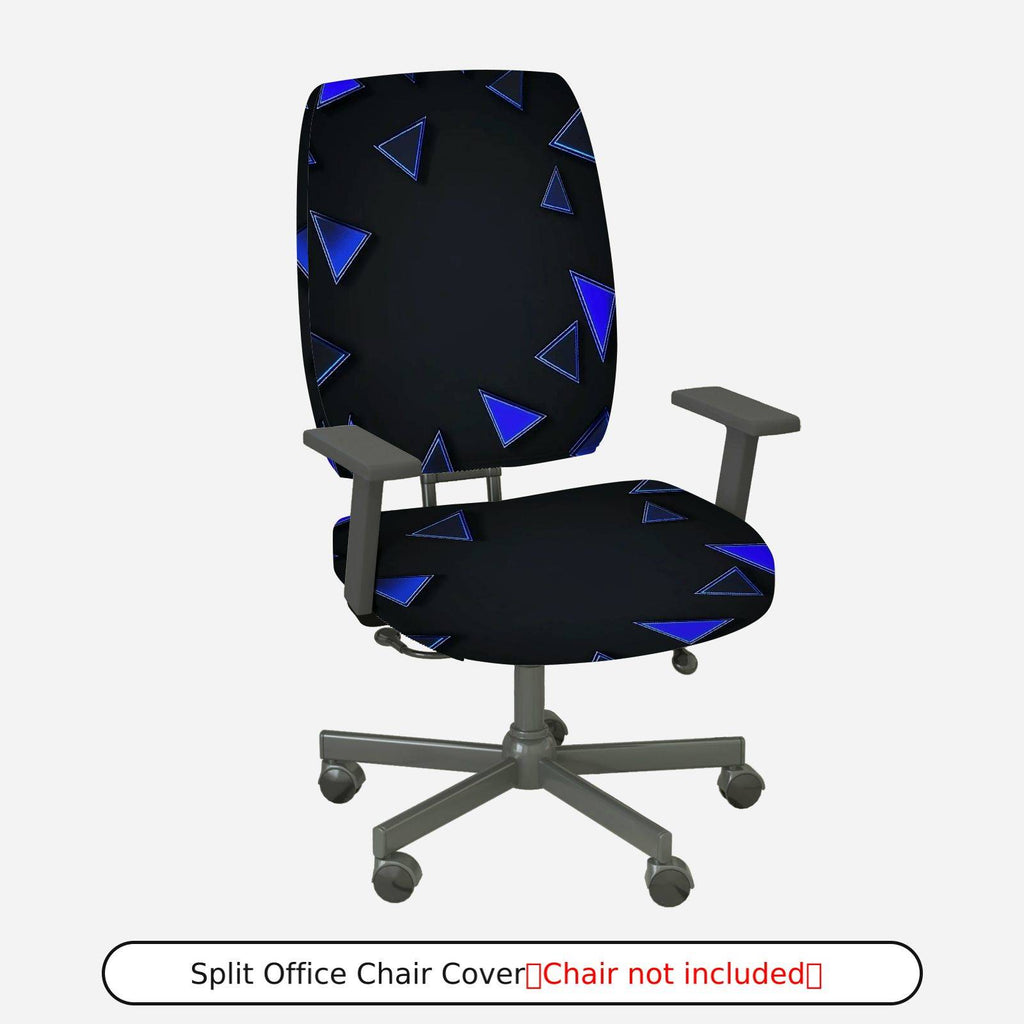 2-Piece Geometric Triangle Blue Black Modern Stylish  Computer Chair Cover Set, Seat and Backrest