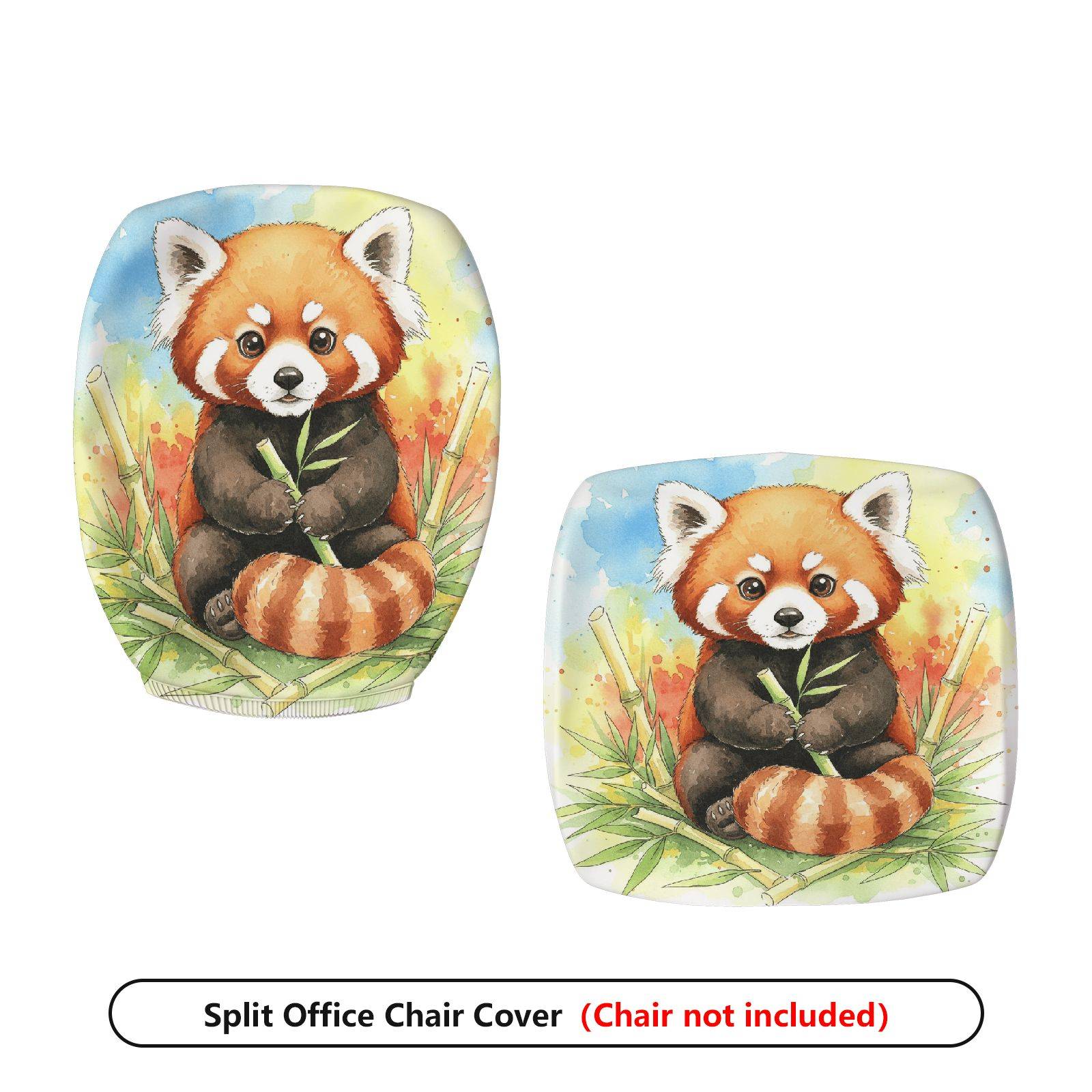 2-Piece Red Panda Nature Animal Art  Computer Chair Cover Set, Seat and Backrest