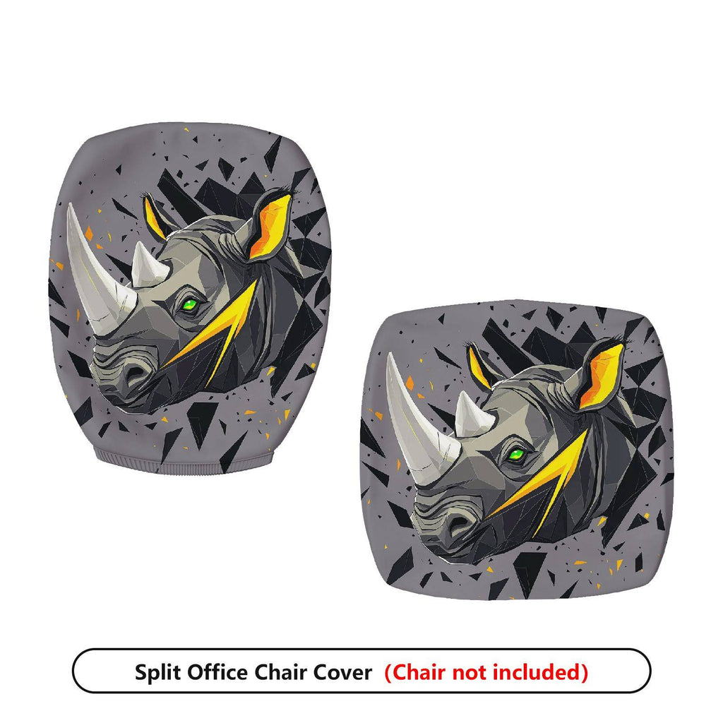 2-Piece Geometric Rhino Gray Artistic Stylish  Computer Chair Cover Set, Seat and Backrest