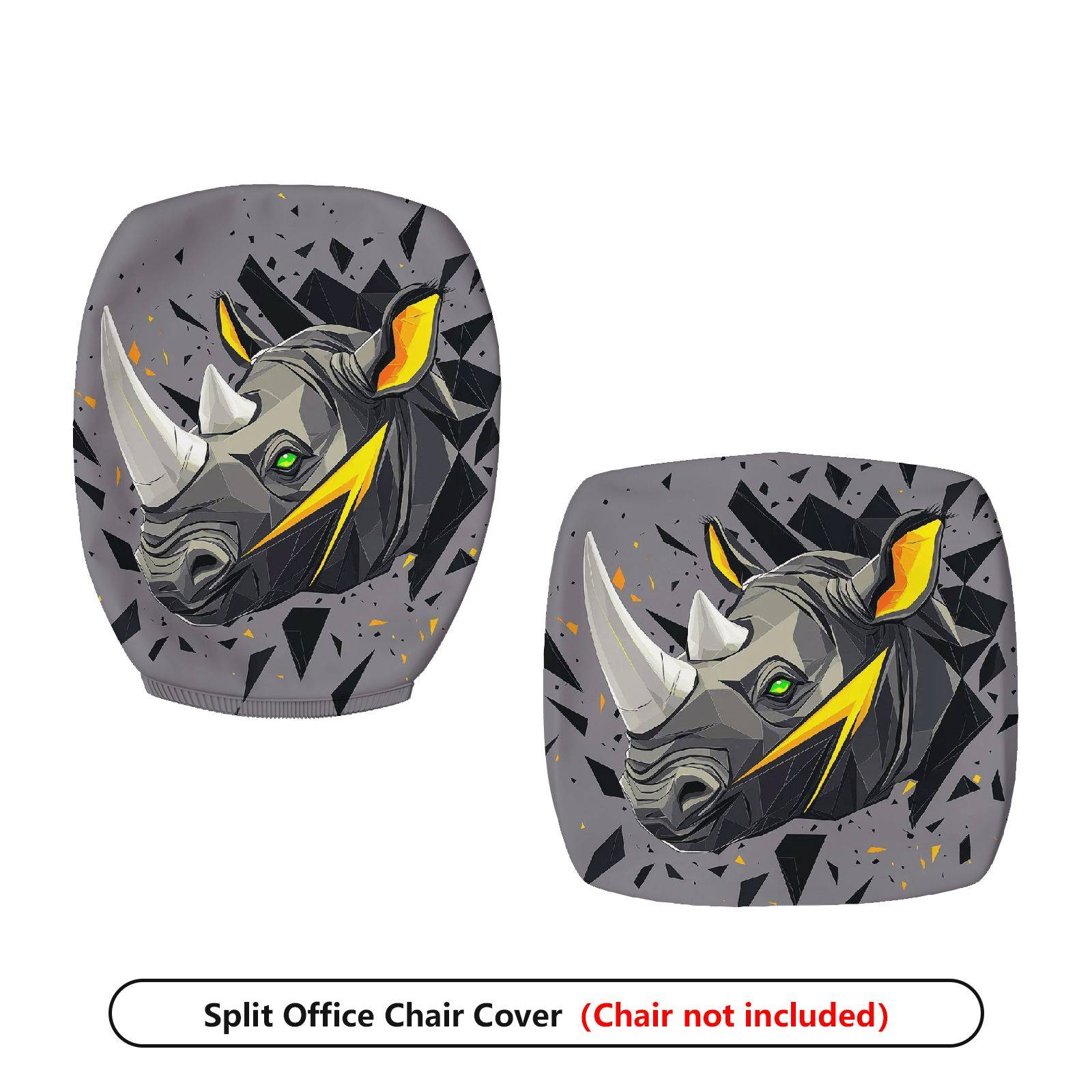 2-Piece Geometric Rhino Gray Artistic Stylish  Computer Chair Cover Set, Seat and Backrest