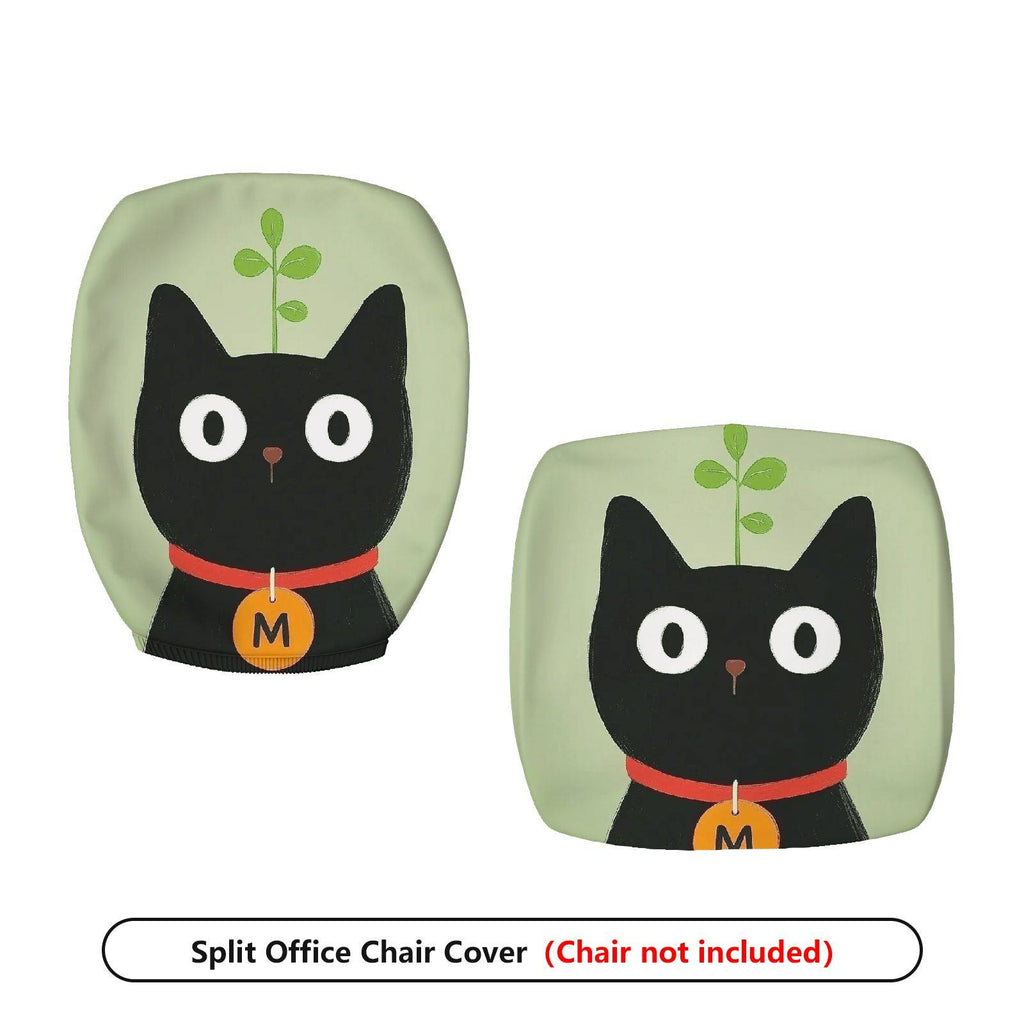 2-Piece Cat Plant Animal Cute Fun Creative  Computer Chair Cover Set, Seat and Backrest