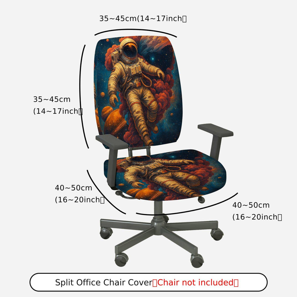 2-Piece Astronaut Galaxy Space Adventure Cosmic  Computer Chair Cover Set, Seat and Backrest