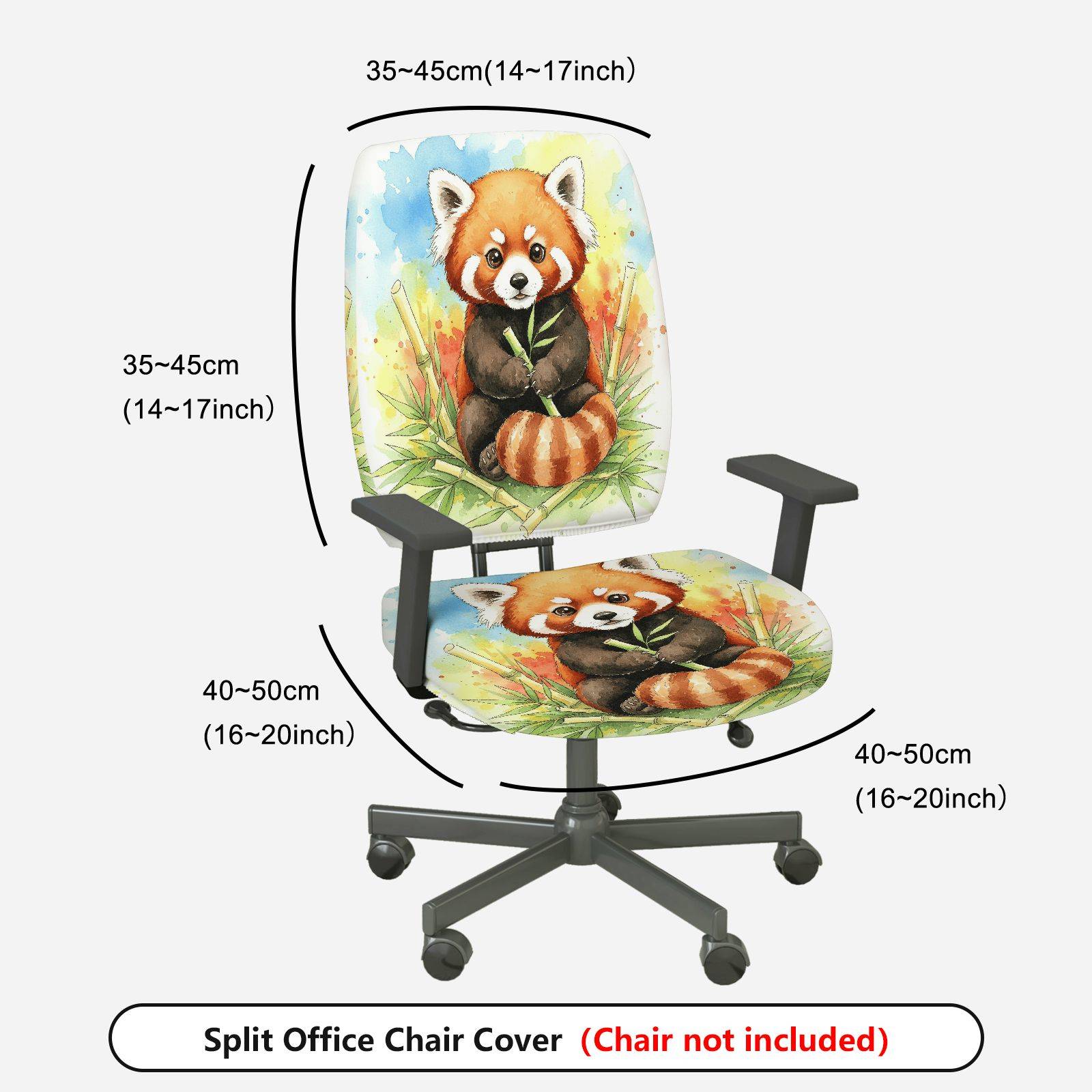 2-Piece Red Panda Nature Animal Art  Computer Chair Cover Set, Seat and Backrest