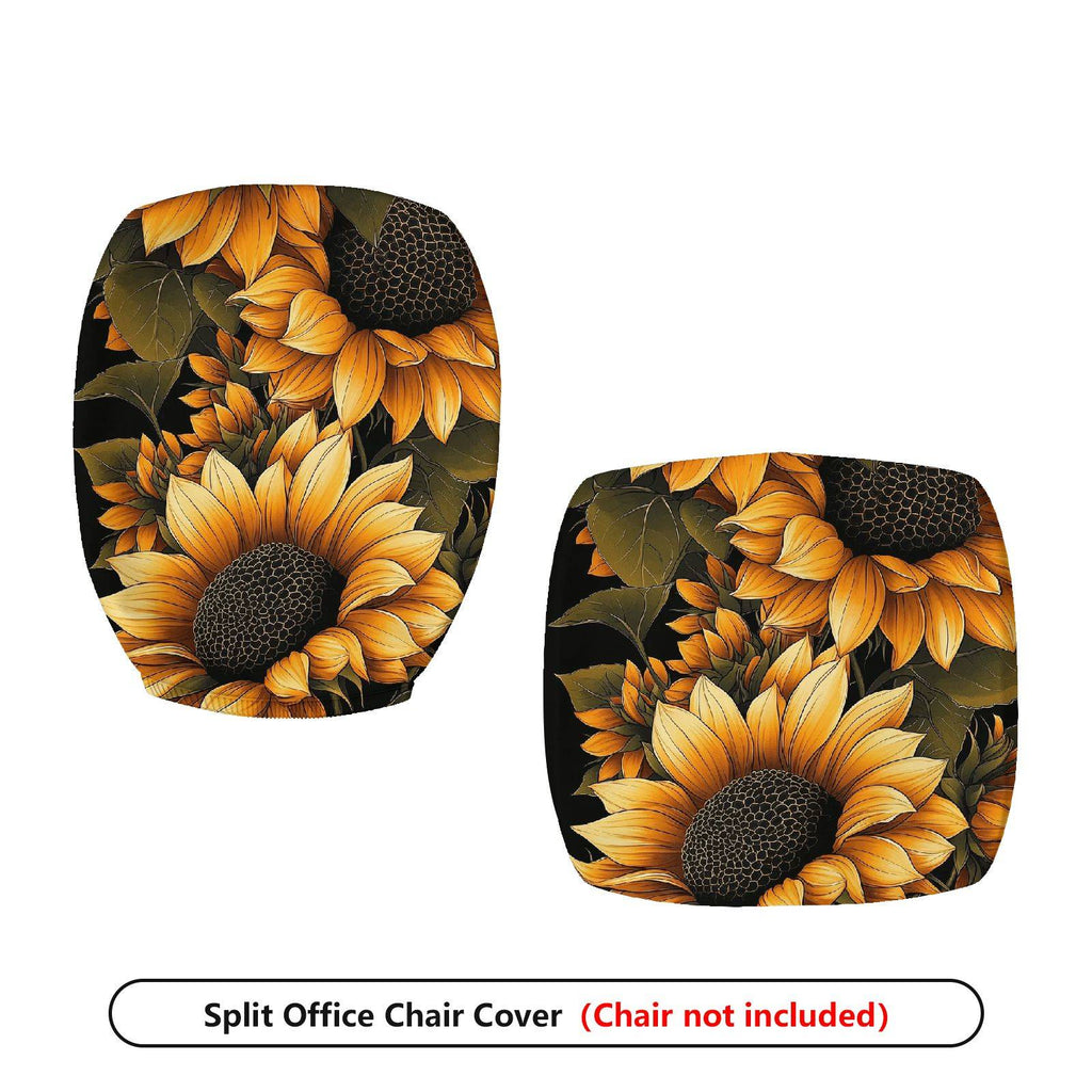 2-Piece sunflower floral pattern autumn sunburst yellow  Computer Chair Cover Set, Seat and Backrest