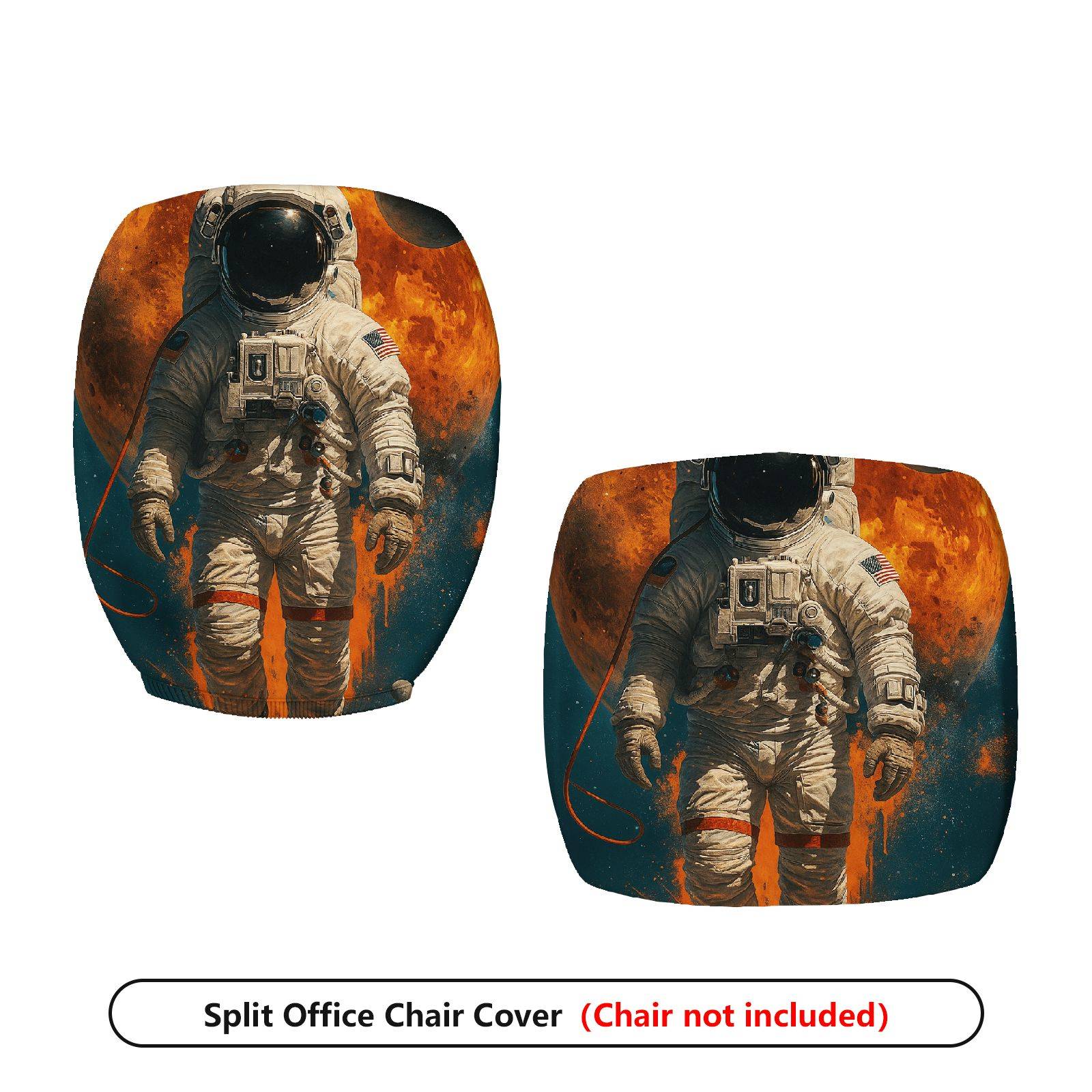 2-Piece Astronaut Space Universe Galaxy Planet  Computer Chair Cover Set, Seat and Backrest