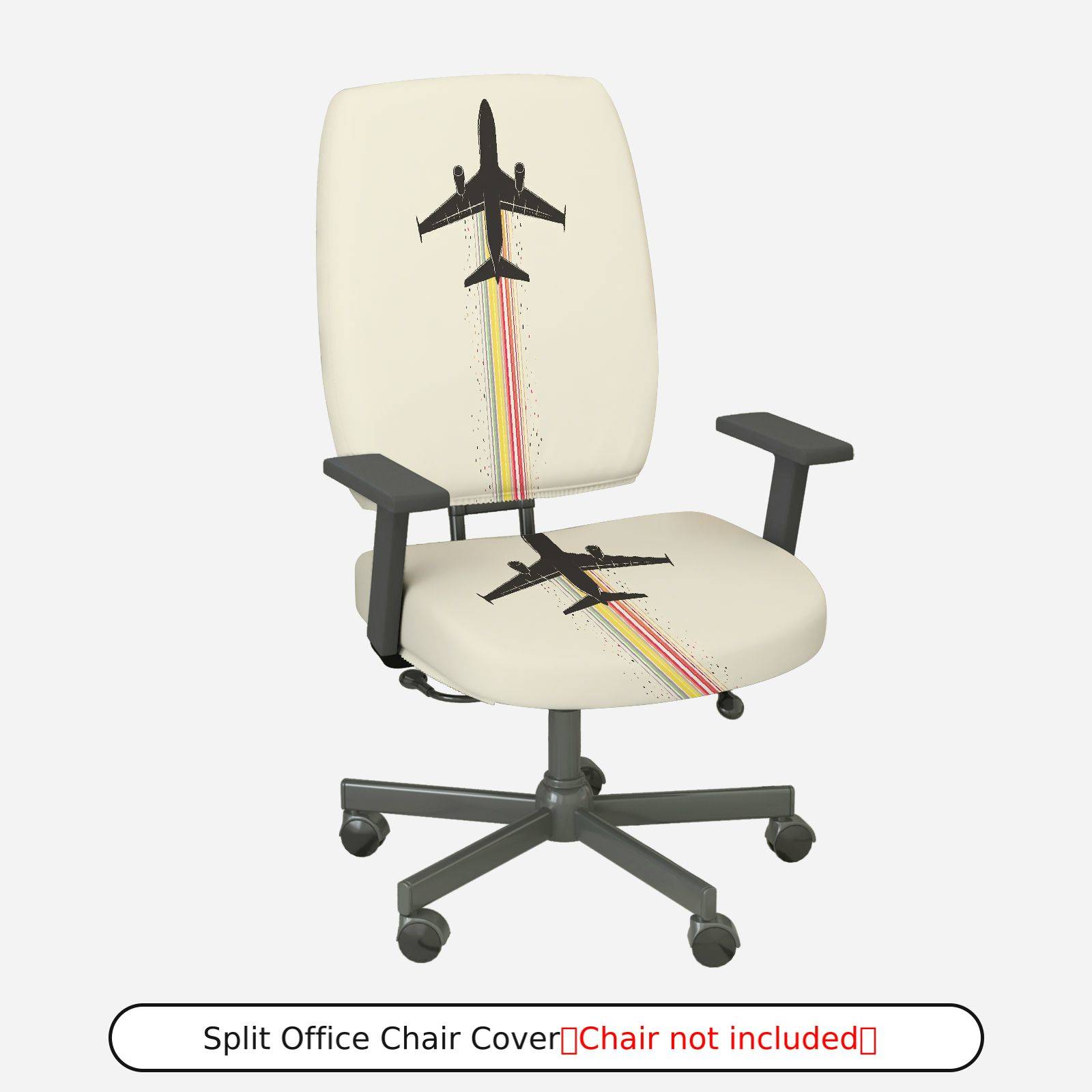 2-Piece Airplane Rainbow Creative  Computer Chair Cover Set, Seat and Backrest