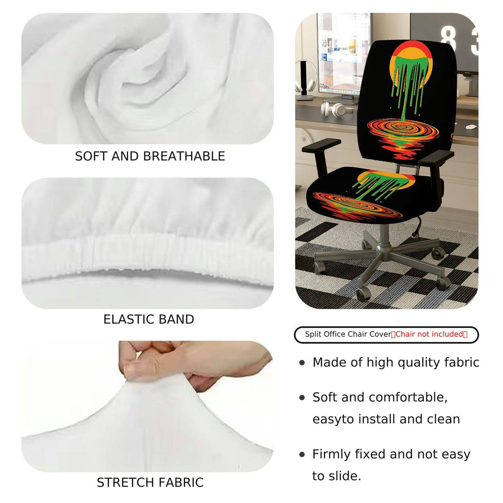 2-Piece Abstract Colorful Dripping Artistic Pattern Creative  Computer Chair Cover Set, Seat and Backrest