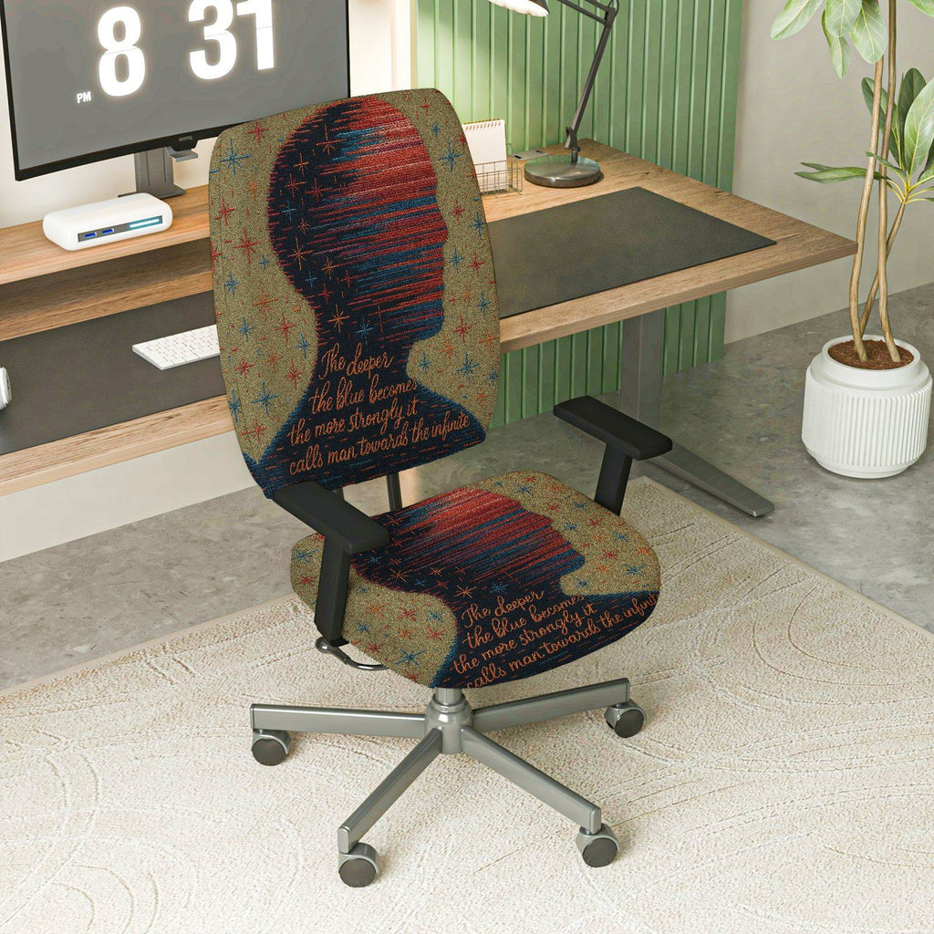 2-Piece Artistic Abstract Inspirational Pattern  Computer Chair Cover Set, Seat and Backrest