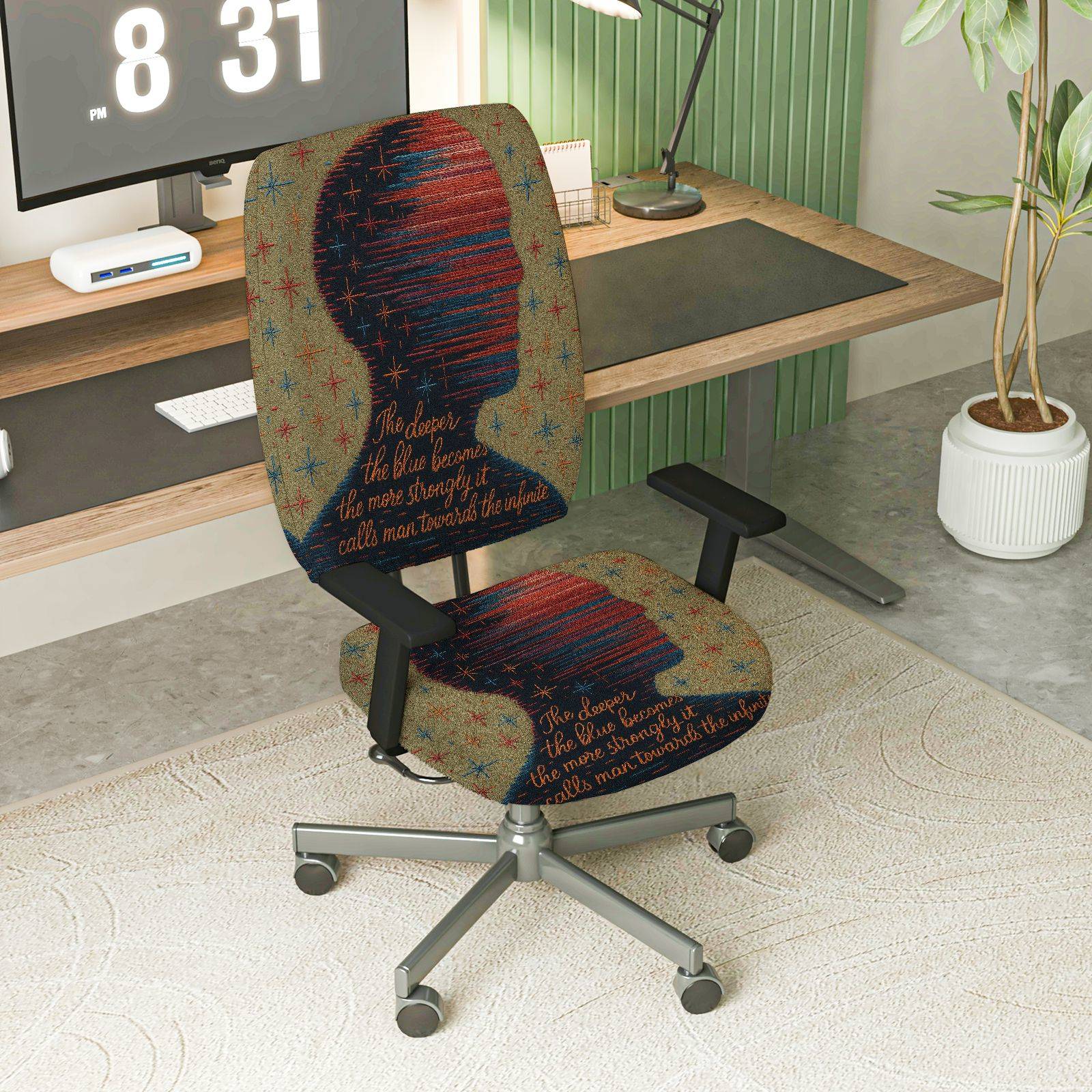 2-Piece Artistic Abstract Inspirational Pattern  Computer Chair Cover Set, Seat and Backrest