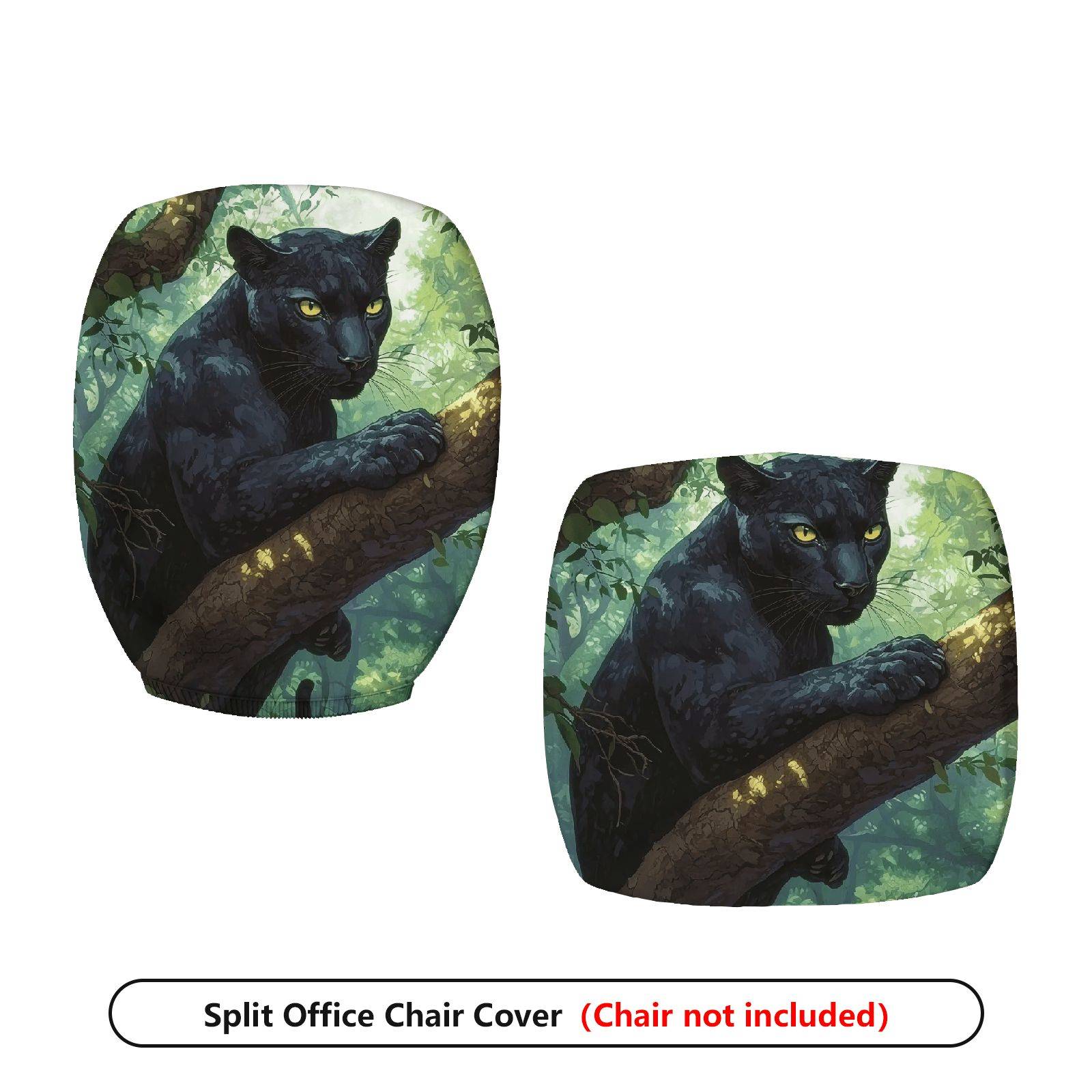2-Piece Jungle Panther Animal Nature Wildlife Art  Computer Chair Cover Set, Seat and Backrest