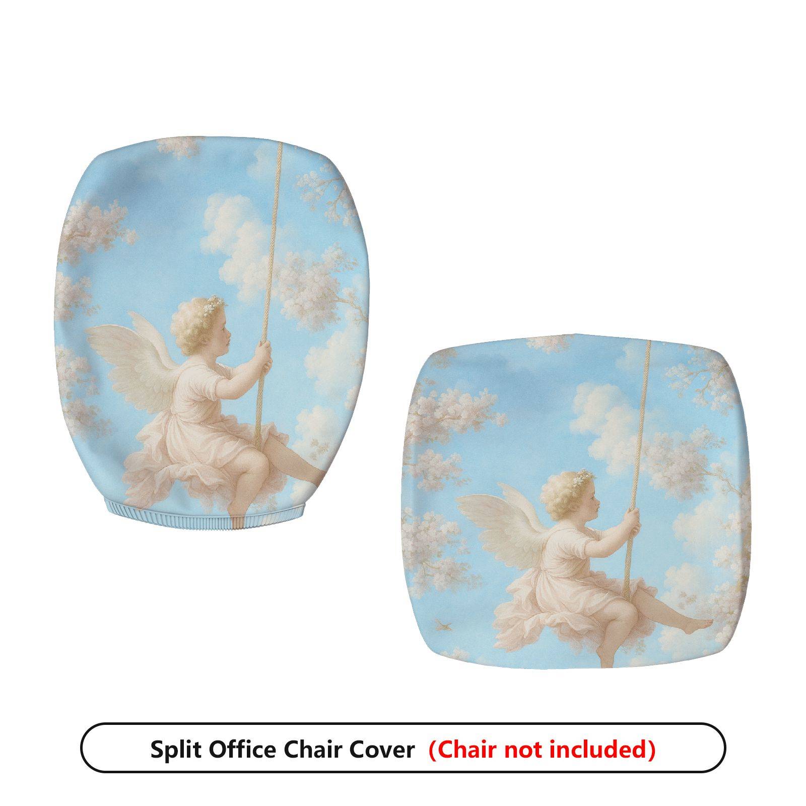 2-Piece Angel Swing Cloud Sky Art Aesthetic  Computer Chair Cover Set, Seat and Backrest
