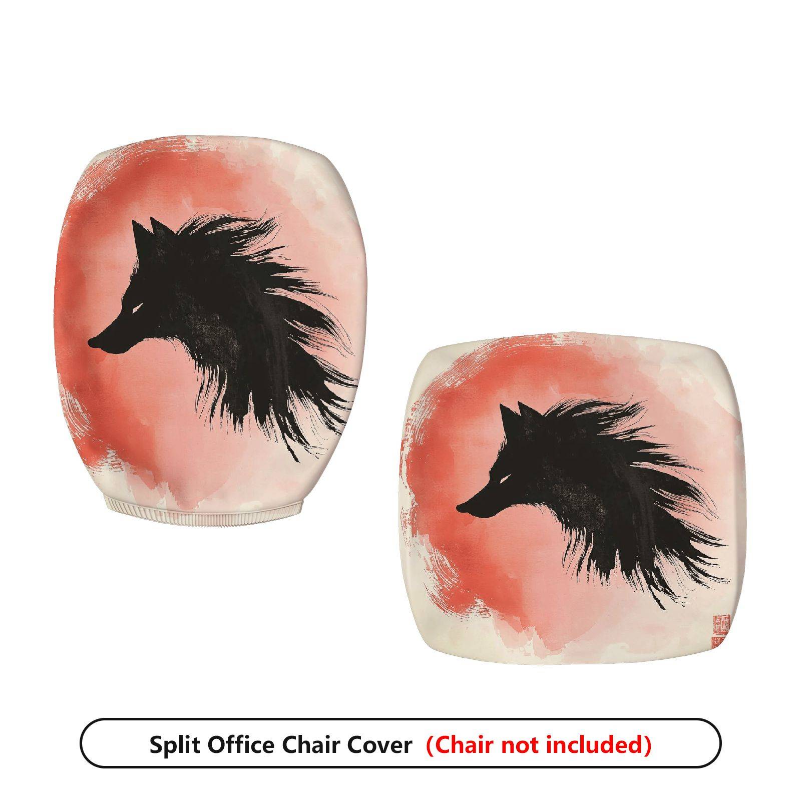2-Piece Artistic Wolf Design Modern Stylish Unique Creative  Computer Chair Cover Set, Seat and Backrest