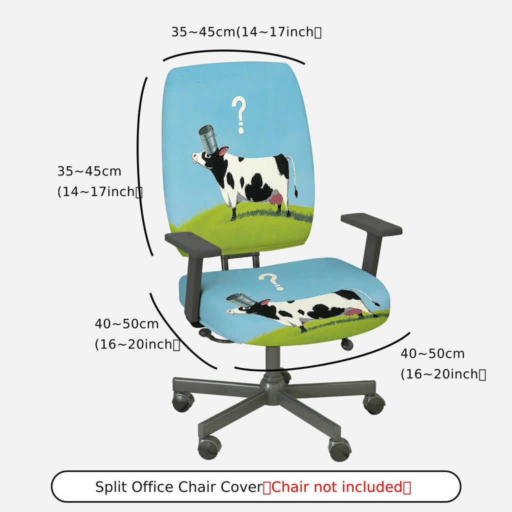 2-Piece Funny Cow Design Printed Animal  Computer Chair Cover Set, Seat and Backrest